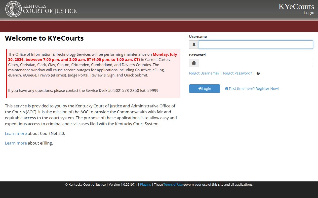 CourtNet search for Boyd County release orders